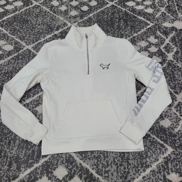 PINK victoria secret white womens xs sweatshirt - Picture 2 of 8